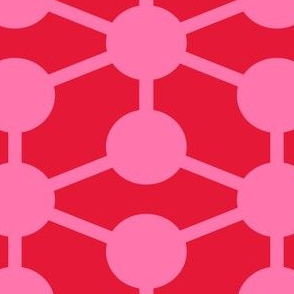 simple molecule in pink and red