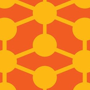 simple molecule in yellow and orange