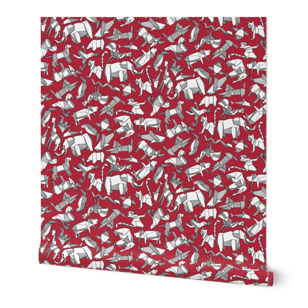 origami animal ditsy red