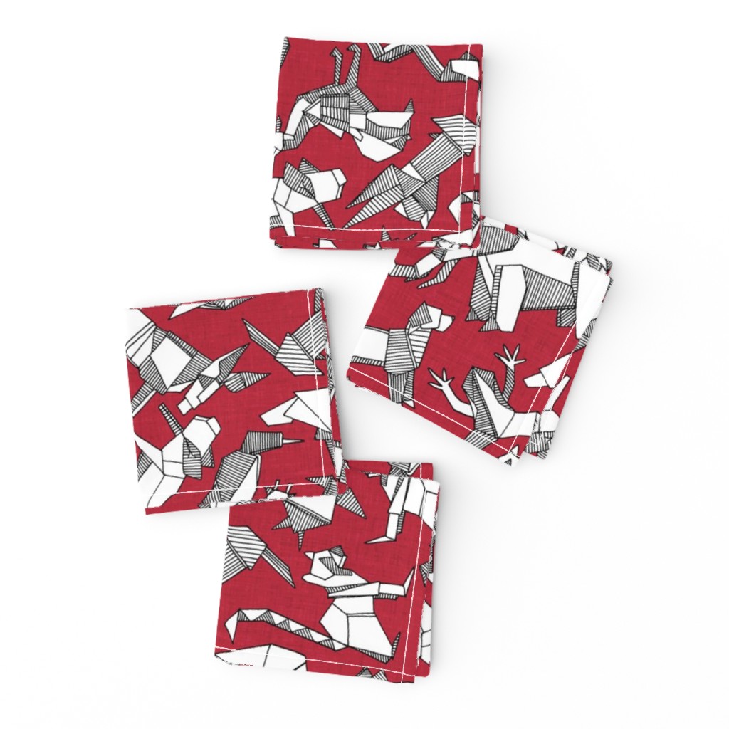 origami animal ditsy red