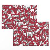 origami animal ditsy red