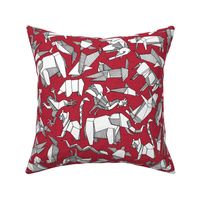 origami animal ditsy red