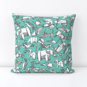 origami animal ditsy mint