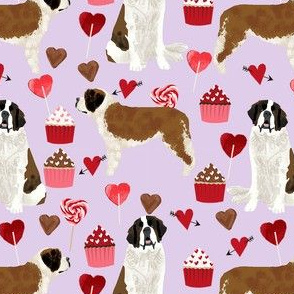 saint bernard valentines day cupcakes hearts dog breed pure breed fabric purple