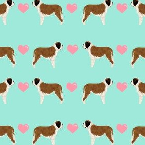 saint bernard hearts love dog breed pure breed fabric mint