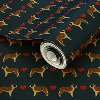 saint bernard hearts love dog breed pure breed fabric navy