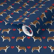saint bernard hearts love dog breed pure breed fabric navy