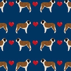 saint bernard hearts love dog breed pure breed fabric navy