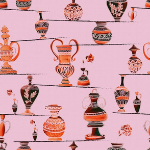 Greek pottery in balance pink