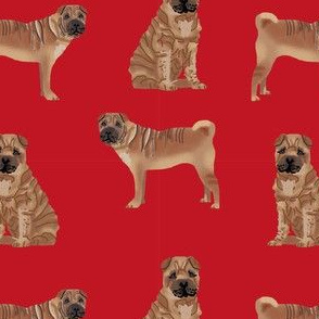 sharpei valentines cupcakes dog breed pure breed fabric red