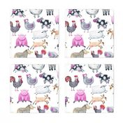 Watercolor Farm Animals 12"