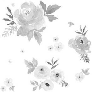 8" Sweet Blush Roses - Black and White
