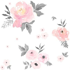 8" Sweet Blush Roses - Grey Leaves
