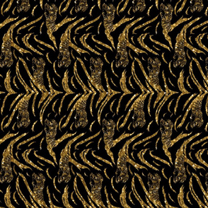 Tribal Tiger stripes print - vertical faux golden glitter small