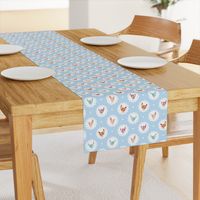 Chicken Doily Blue Polka Dots Hens