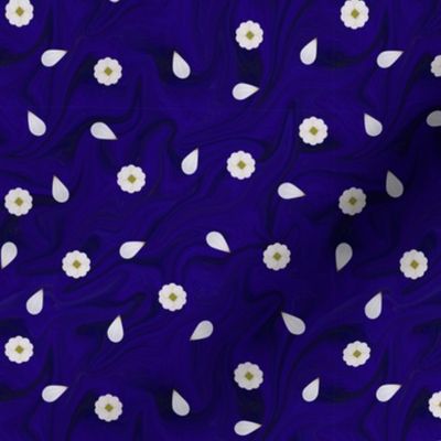 Small Daisies and Petals over Deep Purple Swirl