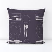 placemat formal tablesetting_silver on aubergine