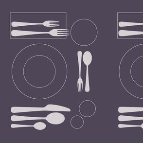placemat formal tablesetting_silver on aubergine