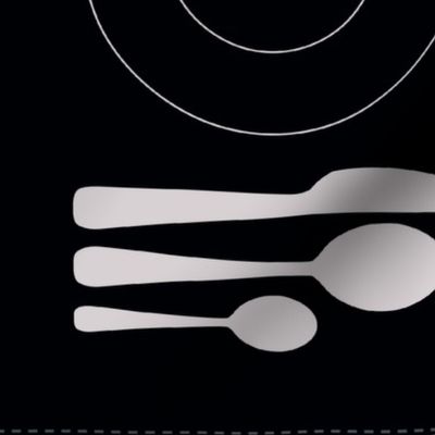 placemat formal tablesetting_silver on black