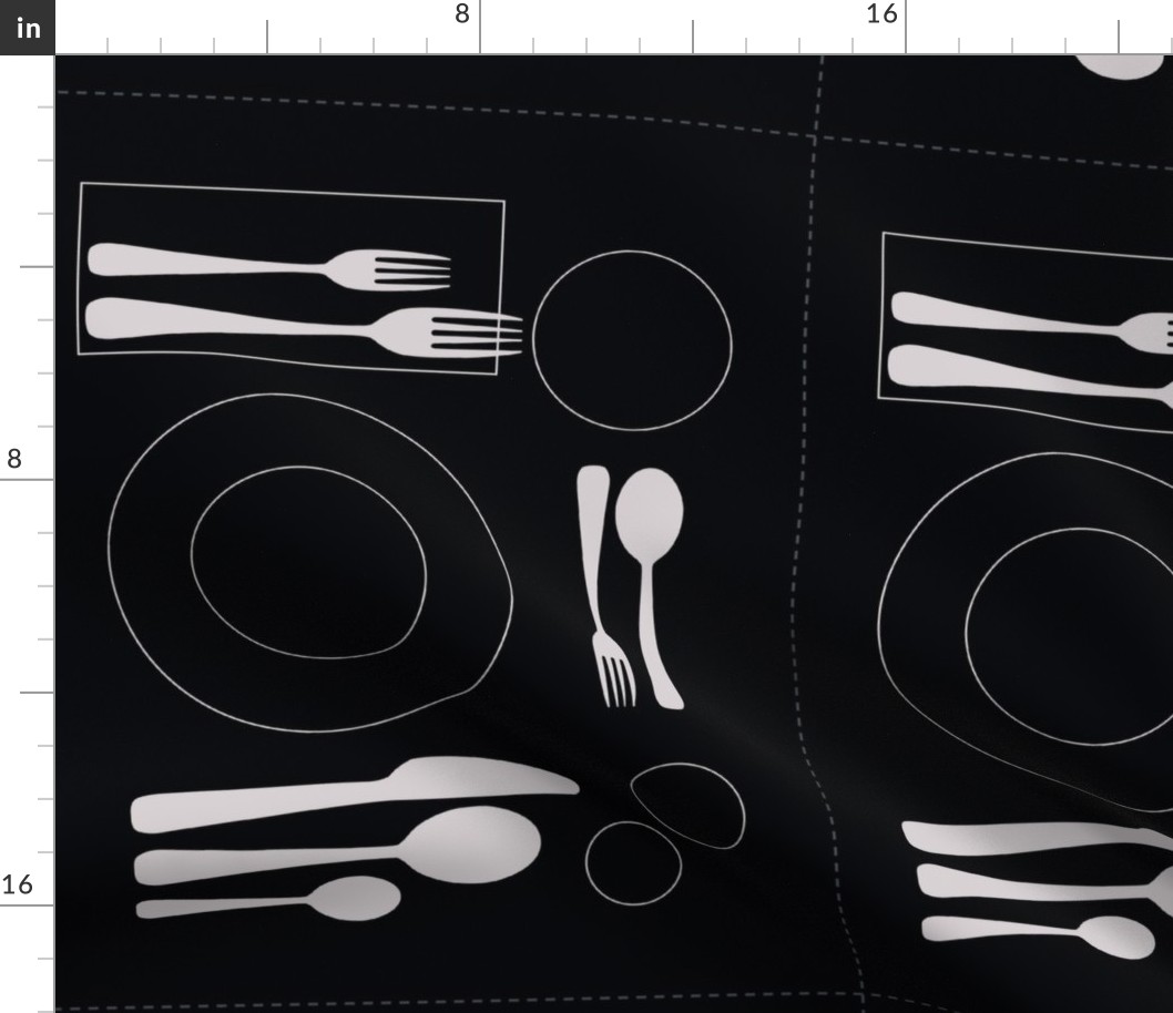 placemat formal tablesetting_silver on black