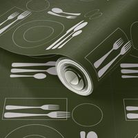 placemat formal tablesetting_silver on green