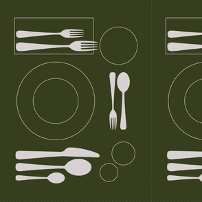 placemat formal tablesetting_silver on green