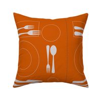 placemat formal tablesetting_silver on orange