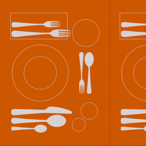 placemat formal tablesetting_silver on orange