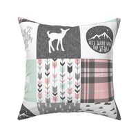 fearfully and wonderfully made patchwork - mint pink and grey (fawn)