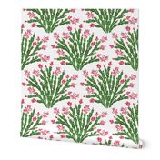 Christmas cactus damask - Christmascolors red and green on white