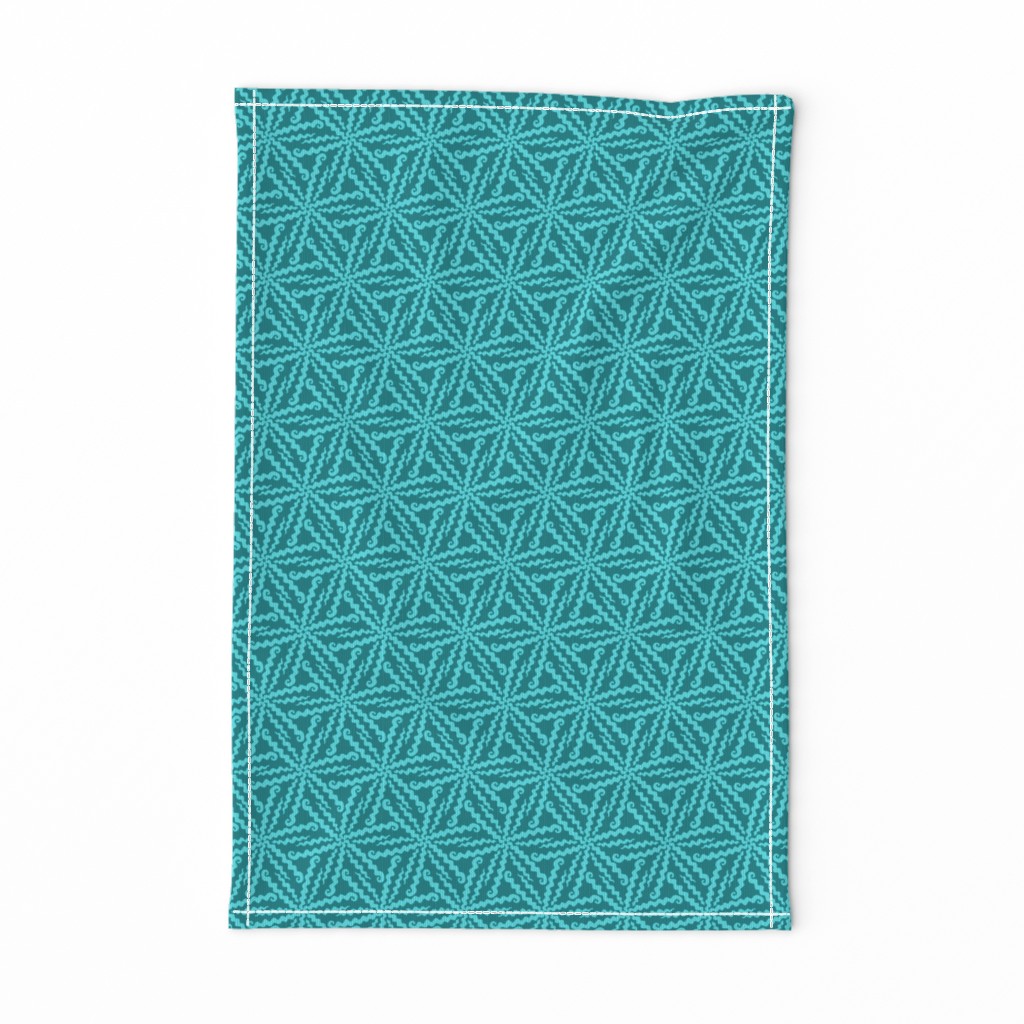 Squiggle Stars - aqua and teal geometric