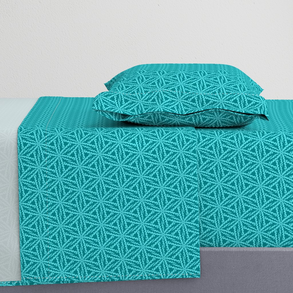 Squiggle Stars - aqua and teal geometric