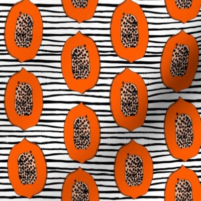 papaya // tropical fruit summer papayas fabric stripes