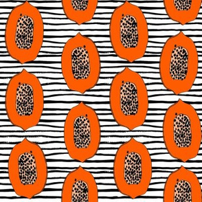 papaya // tropical fruit summer papayas fabric stripes