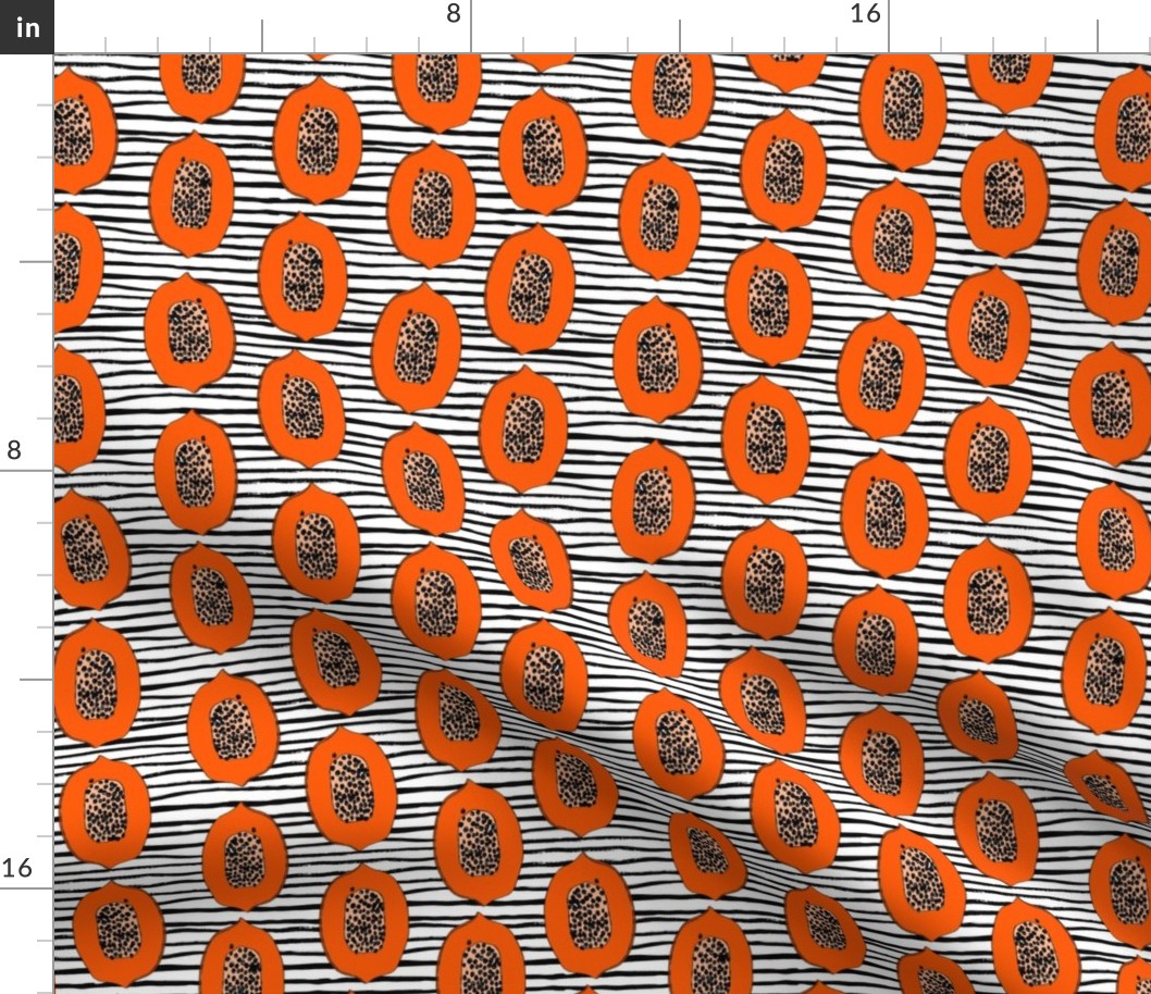 papaya // tropical fruit summer papayas fabric stripes