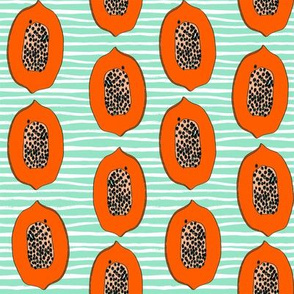 papaya // tropical fruit summer papayas fabric mint