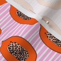 papaya // tropical fruit summer papayas fabric pink