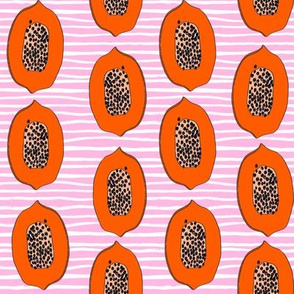 papaya // tropical fruit summer papayas fabric pink