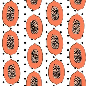 papaya // tropical fruit summer papayas fabric dots