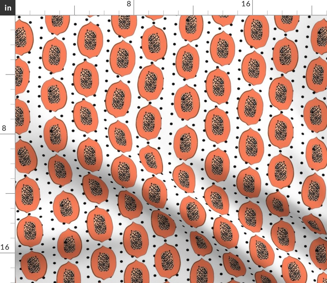 papaya // tropical fruit summer papayas fabric dots