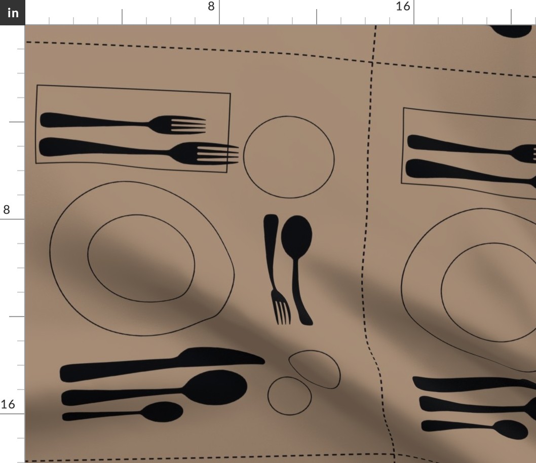 placemat formal tablesetting_black on cardboard