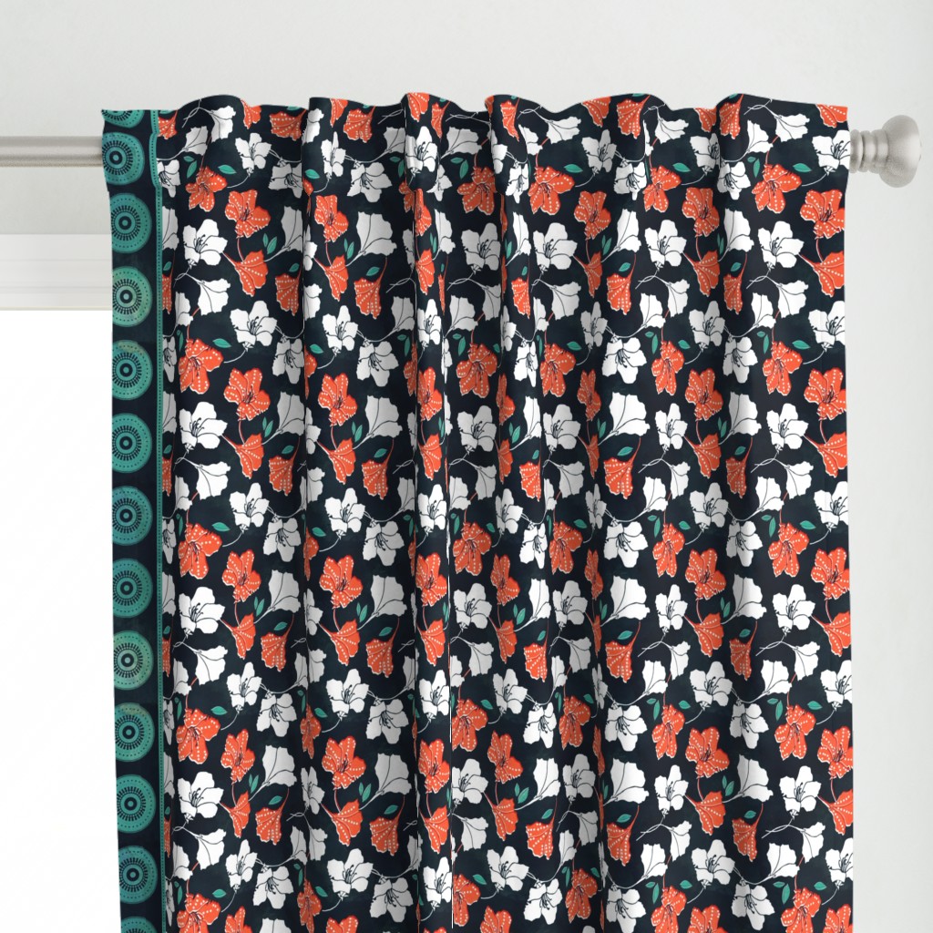 African Inspired Azalea Orange Border Print