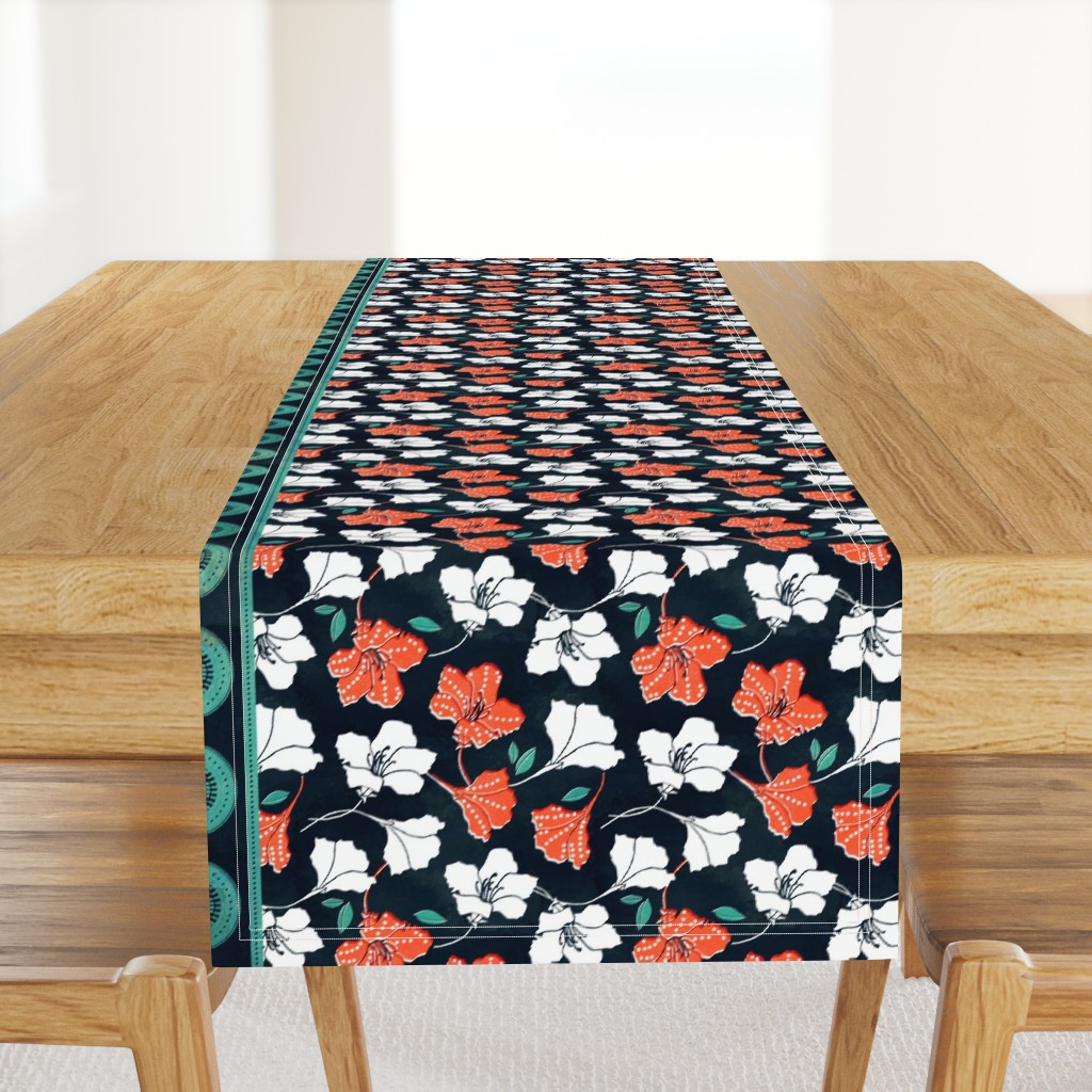 African Inspired Azalea Orange Border Print