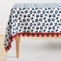 African Inspired Indigo Azalea Border Print