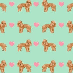 toy poodle apricot love love hearts dog fabric mint