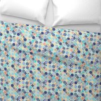 Navy, Peach and Aqua Moroccan Tile Pattern Small version