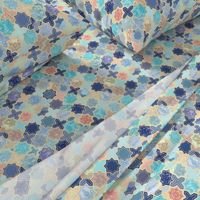 Navy, Peach and Aqua Moroccan Tile Pattern Small version