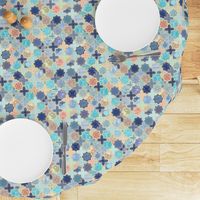 Navy, Peach and Aqua Moroccan Tile Pattern Small version