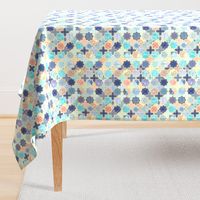 Navy, Peach and Aqua Moroccan Tile Pattern Small version