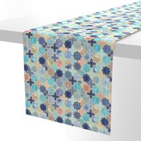 Navy, Peach and Aqua Moroccan Tile Pattern Small version